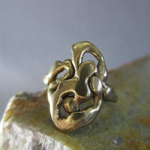 Molten Bronze Knot Ring, Artisan Abstract Design